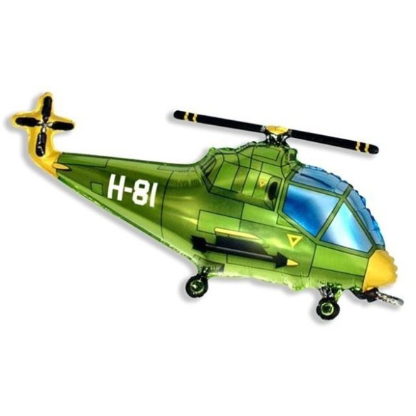 Helikopter, zöld, 98cm, fólia lufi